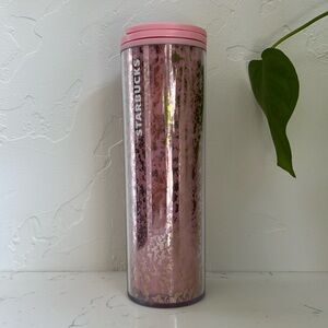 NWT STARBUCKS Arcylic Pink Gold Flecks Tumbler 16 ounces